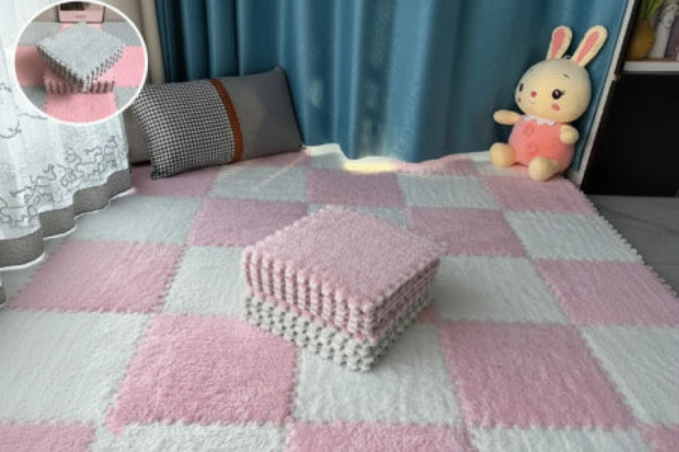 tapis jeu damier rose clair