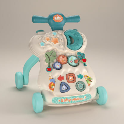 chariot marche baby walker beige bleu face