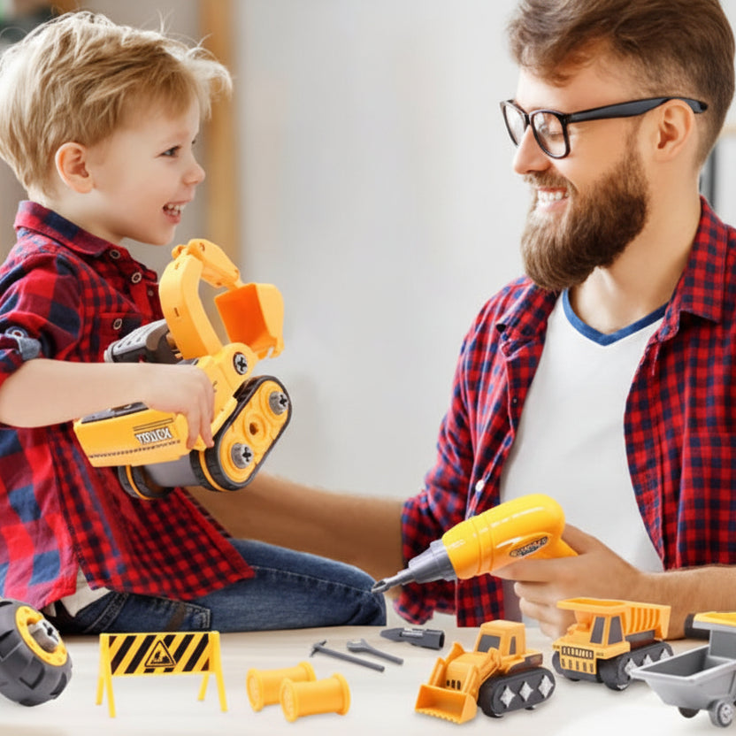 jeu de construction véhicule duo chemise rouge bis