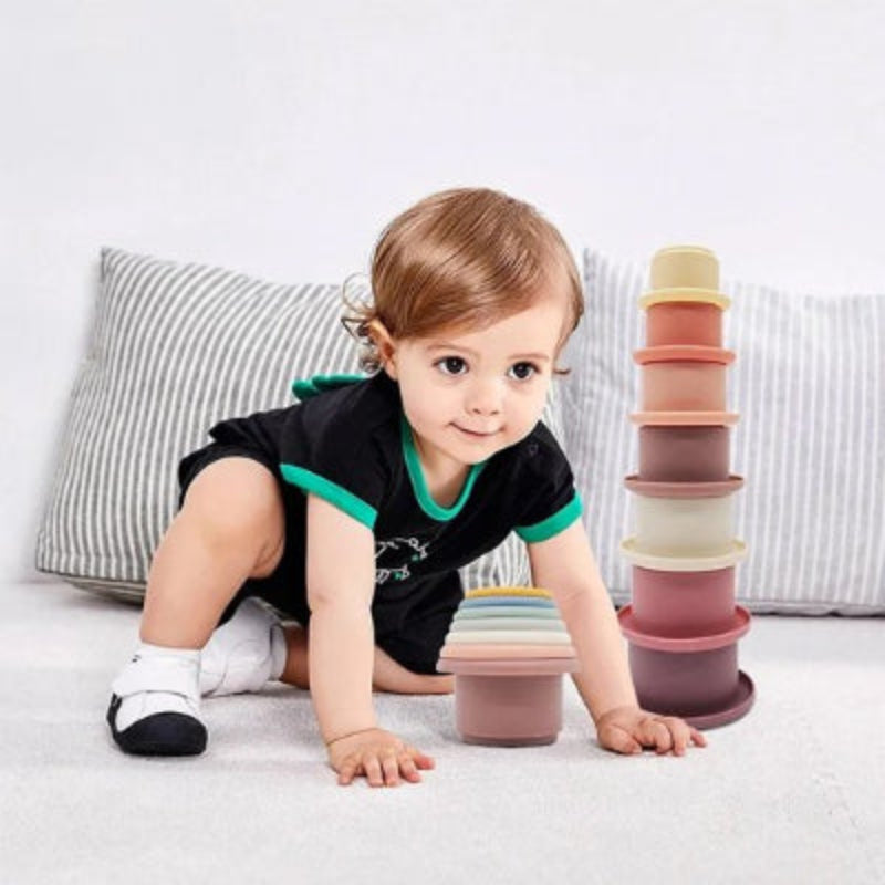 Jouet construction bébé gobelets emplilables pastel garconnet