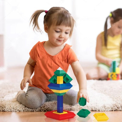 jeux construction coloré fillette joue