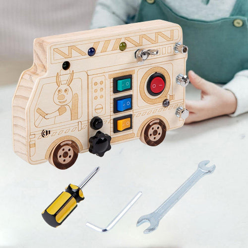 jouet montessori camion pompier bois avec outils montage