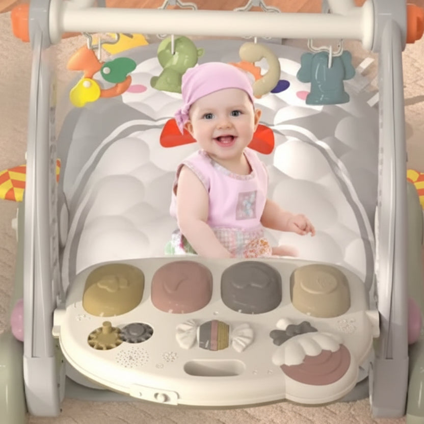 tapis éveil bébé fillette assise habits rose