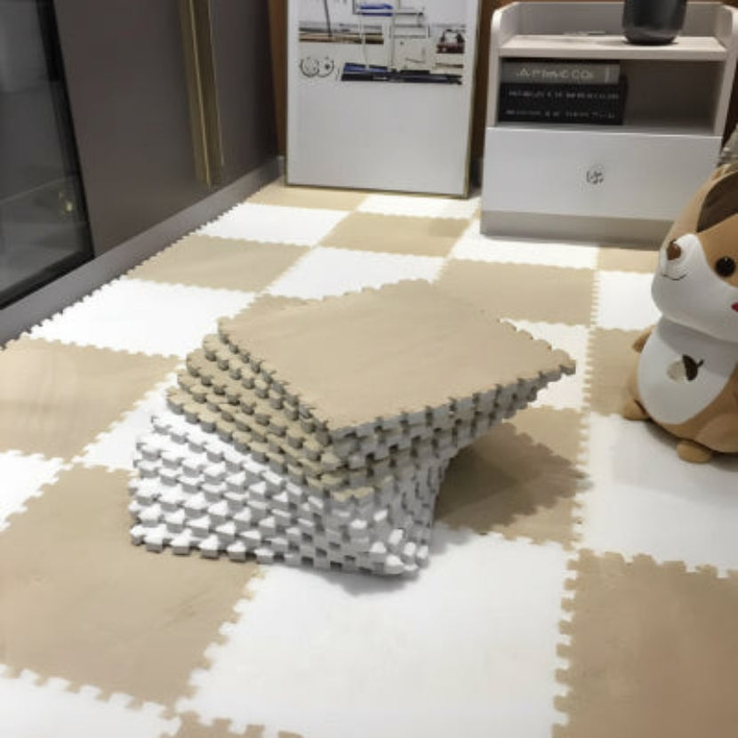 tapis jeu damier beige