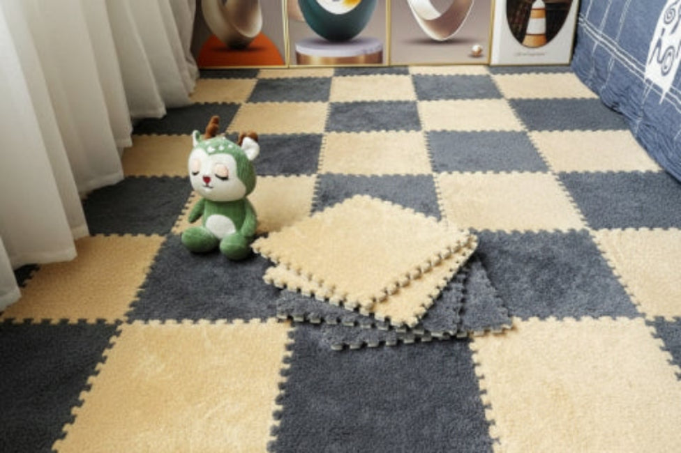 tapis jeu damier jaune